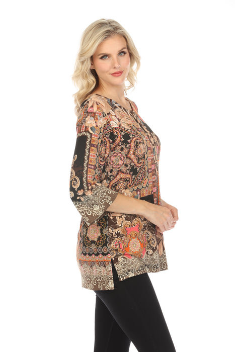 Johnny Was The Janie Favorite Button Front Tunic Top Boho Chic T22023