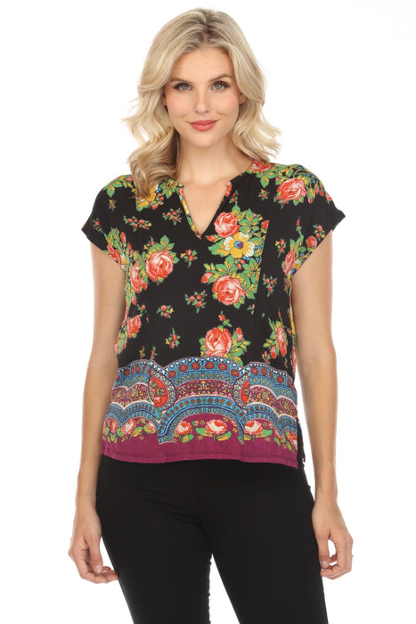 Johnny Was Style T18124 The Janie Rose Spark Favorite Dolman V-Neck Tee Boho Chic