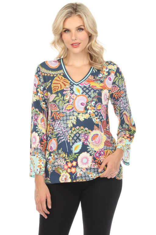 Johnny Was Style T17024 The Janie Wildbird Favorite V-Neck Kimono Sleeve Tee Boho Chic