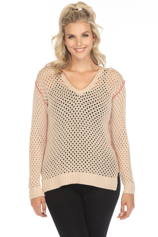 Johnny Was Style M66122 Cream Theresa Crochet Sweater Top Boho Chic