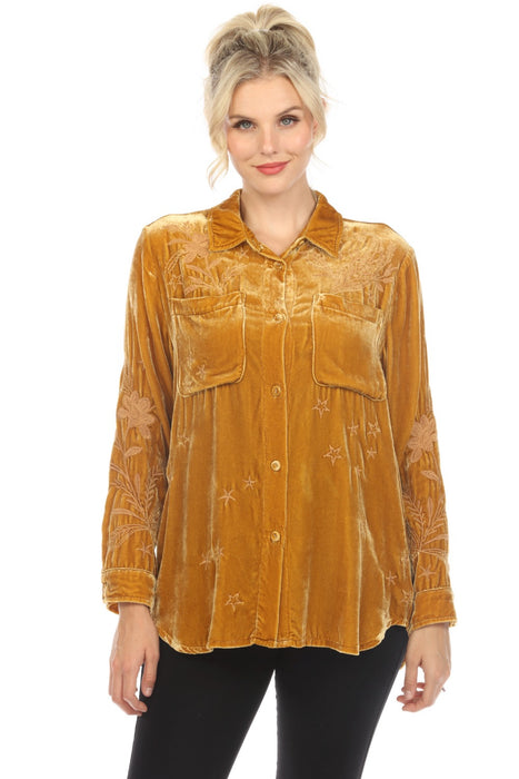 Johnny Was Style R40523 Frankie Velvet Embroidered Chore Jacket Boho Chic