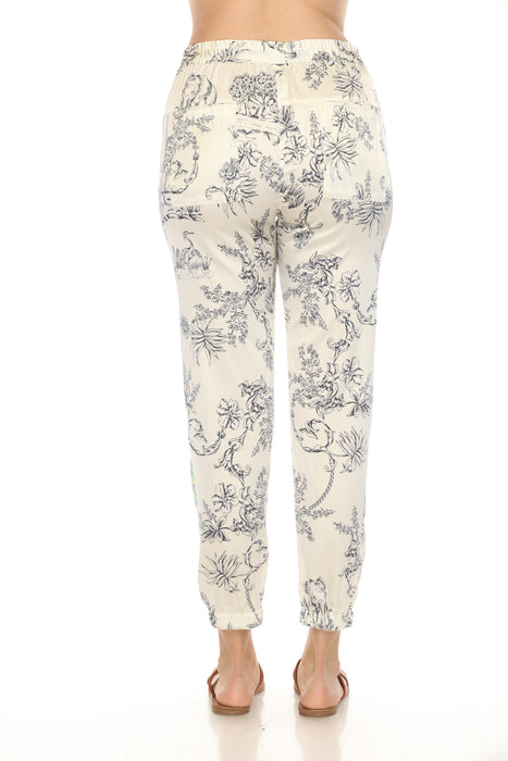 Johnny Was White Tranquil Presley Floral Silk Jogger Pants C63724