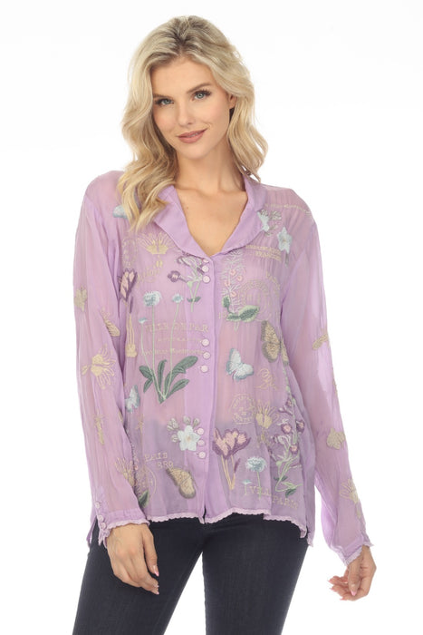 Johnny Was Style C11323-1 Viola Mariposa Embroidered Long Sleeve Blouse Boho Chic