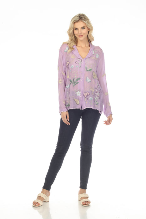 Johnny Was Mariposa Embroidered Long Sleeve Blouse Boho Chic C11323-1