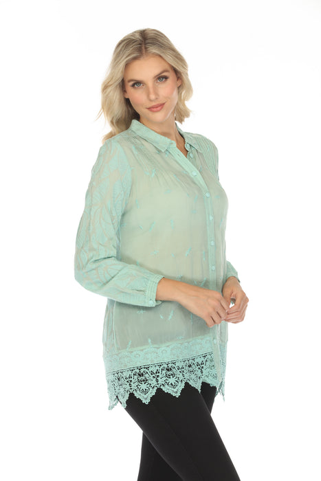 Johnny Was Deni Sana Button-Down Tunic Top C28523-E Boho Chic *