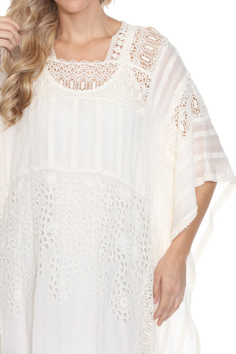 Johnny Was White Sandrina Lace Embroidered Poncho Dress C31323-E