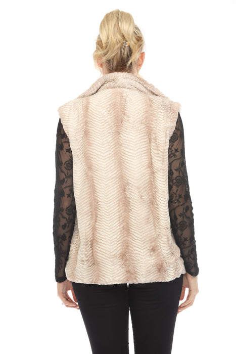 Johnny Was Workshop Beige Mamba Faux Fur Vest Boho Chic W41923