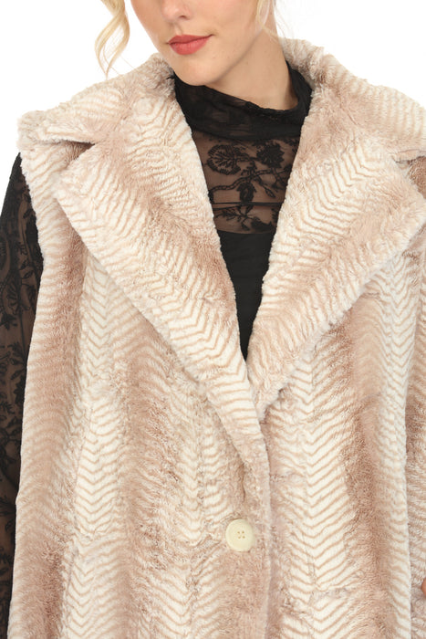 Johnny Was Workshop Beige Mamba Faux Fur Vest Boho Chic W41923