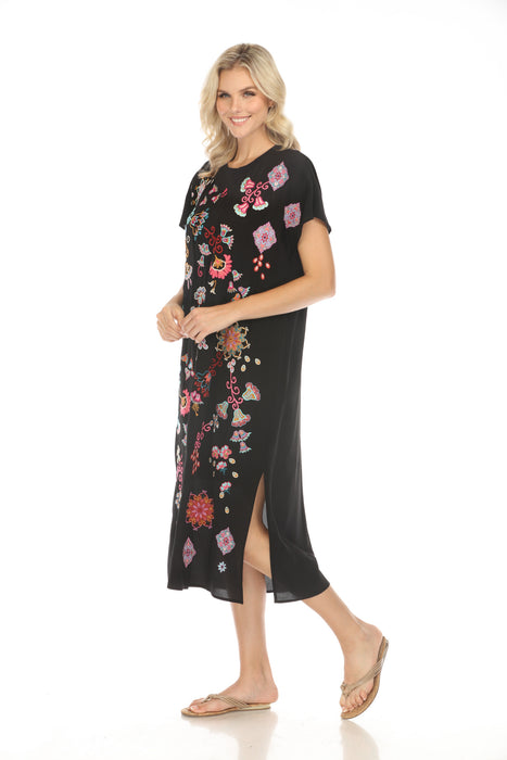 Johnny Was Workshop Alesa Relaxed Silk Midi Dress W38524 Boho Chic *