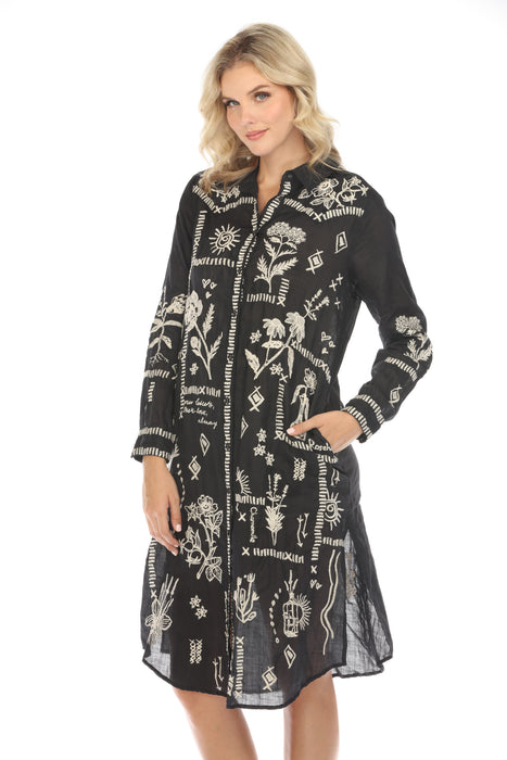 Johnny Was Workshop Style W29524 Botanique Western Overshirt Embroidered Dress Boho Chic