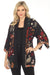 Johnny Was Workshop Style W43023 Black Zuzu Embroidered Open Front Kimono Boho Chic