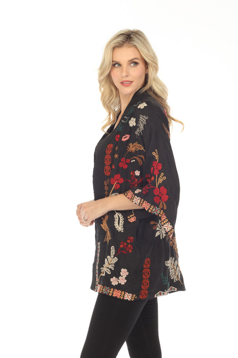 Johnny Was Workshop Zuzu Embroidered Open Front Kimono Boho Chic W43023 *