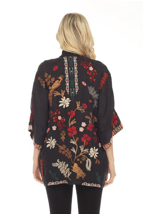 Johnny Was Workshop Zuzu Embroidered Open Front Kimono Boho Chic W43023 *