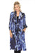 Johnny Was Workshop Style W46524 Blue Floral Silk Long Kimono Boho Chic