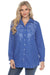 Johnny Was Workshop Style W28623-E Blue Miel Western Button-Down Tunic Shirt