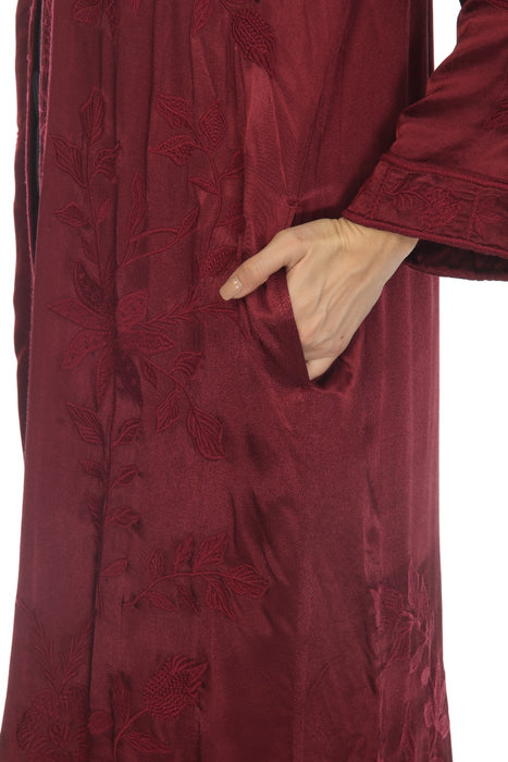 Johnny Was Workshop Burgundy Martina Embroidered Long Kimono Boho Chic W40122