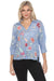 Johnny Was Workshop Style W10824 Blue Darcy Popover Floral Embroidered Shirt