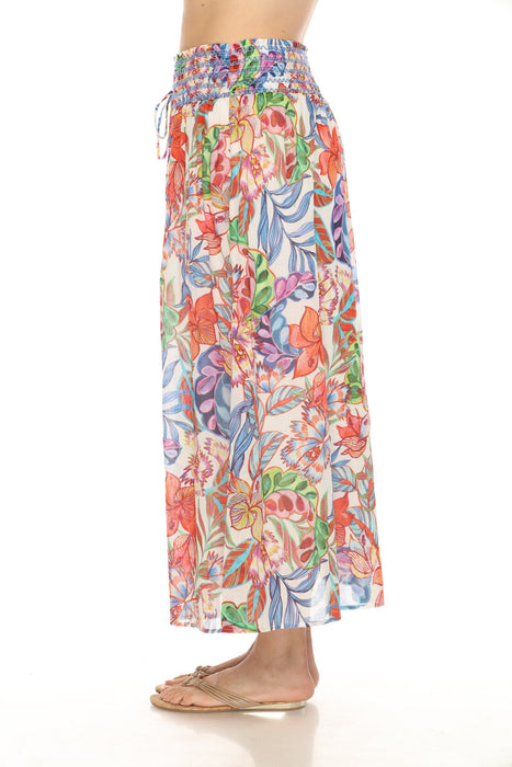 Johnny Was Workshop Floral Smocked Waist Maxi Skirt W72124