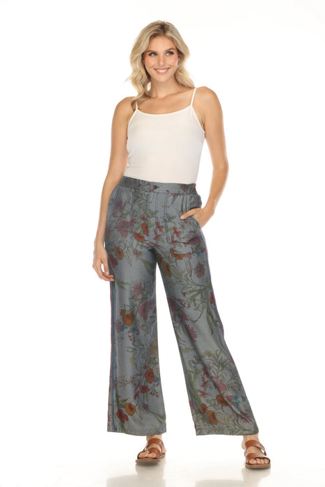 Johnny Was Workshop Style W77700 Denim Blue Floral Wide Leg Pants