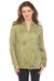 Johnny Was Workshop Style W15123 Green Ariana Button Back Shirt Boho Chic