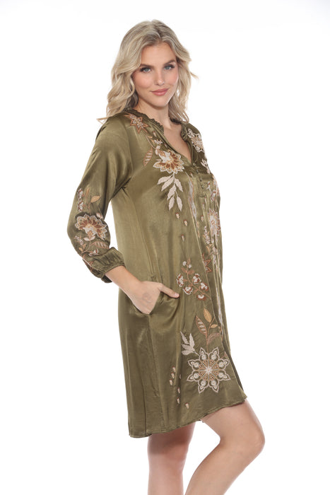 Johnny Was Workshop Green Embroidered Dress W39624-9