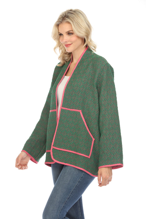 Johnny Was Workshop Green Florette Jacquard Jacket Boho Chic W43423-E