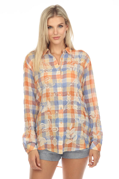 Johnny was plaid outlets embrodiered tunic