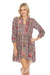 Johnny Was Workshop Style W30723 Plaid Embroidered Garnet Field Mini Dress Boho Chic