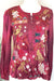 Johnny Was Workshop Style W15623 Red/Multi Zuzu Field Henley Embroidered Blouse Boho Chic