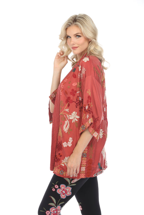 Johnny Was Workshop Zuzu Embroidered Open Front Kimono Boho Chic W43023 *