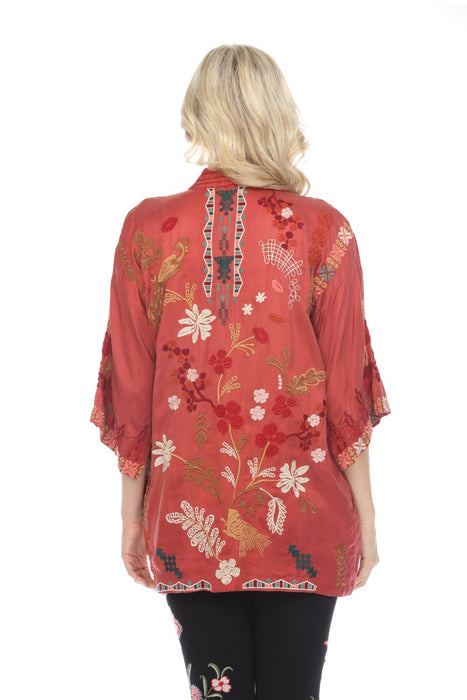 Johnny Was Workshop Zuzu Embroidered Open Front Kimono Boho Chic W43023 *