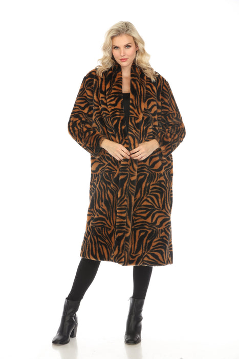 Johnny Was Workshop Multicolor Sonora Faux Fur Long Coat Boho Chic W43623-O