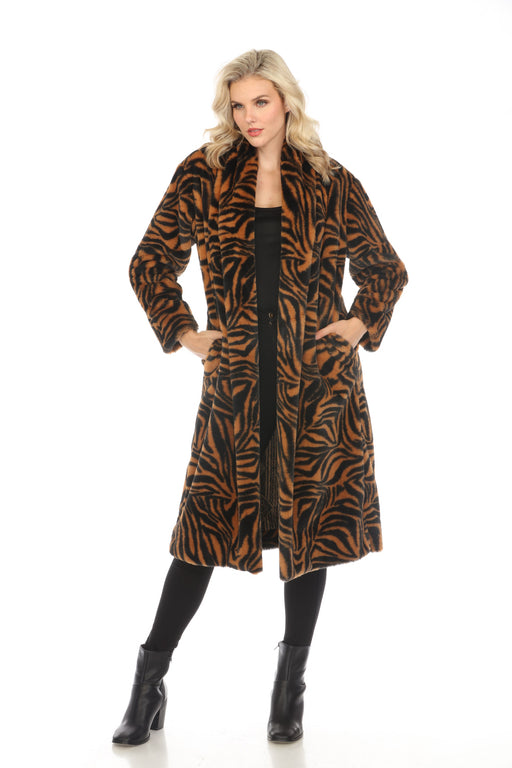 Johnny Was Workshop Style W43623-O Sonora Faux Fur Long Coat Boho Chic