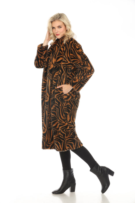 Johnny Was Workshop Multicolor Sonora Faux Fur Long Coat Boho Chic W43623-O