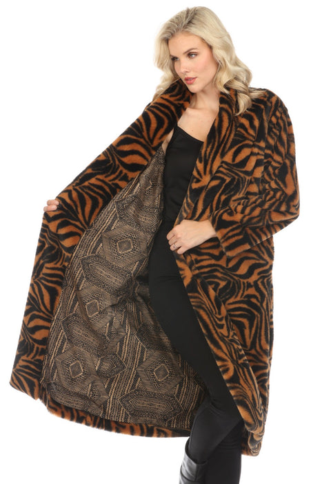 Johnny Was Workshop Multicolor Sonora Faux Fur Long Coat Boho Chic W43623-O