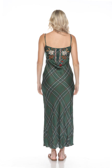 Johnny Was Workshop Green Zuzu Plaid Maxi Slip Dress W31223