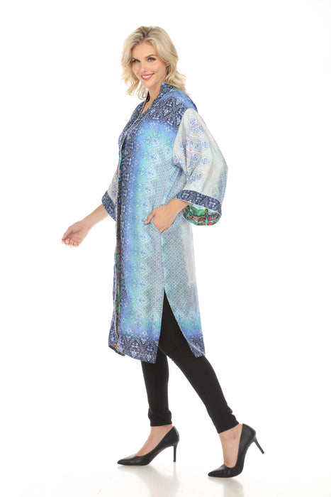 Johnny Was Ymeriah Coopera Scarf Silk Reversible Long Kimono Boho Chic C42024