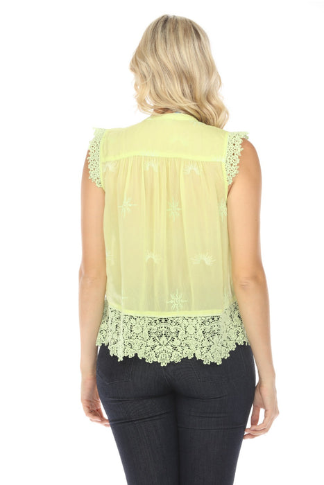 Johnny Was Zahyra Firefly Glow Lace Embroidered Blouse Boho Chic C15124