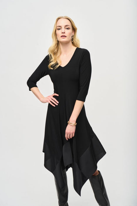 Joseph Ribkoff 3/4 Sleeve Asymmetric Midi Fit And Flare Dress 243092