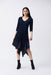 Joseph Ribkoff 243092 Midnight Blue 3/4 Sleeve Asymmetric Midi Fit And Flare Dress