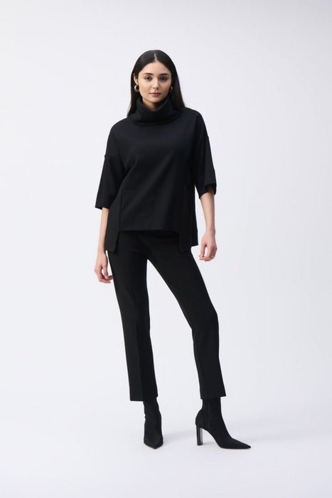 Joseph Ribkoff Asymmetric Cowl Neck 3/4 Sleeves Boxy Top 243165