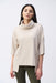 Joseph Ribkoff 243165 Oatmeal/Vanilla Asymmetric Cowl Neck 3/4 Sleeves Boxy Top