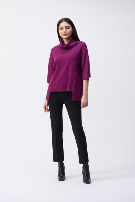 Joseph Ribkoff Asymmetric Cowl Neck 3/4 Sleeves Boxy Top 243165