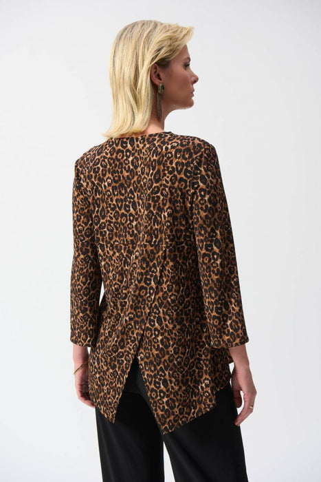 Joseph Ribkoff Beige/Black Animal Print 3/4 Split Sleeve Tunic Top 244252