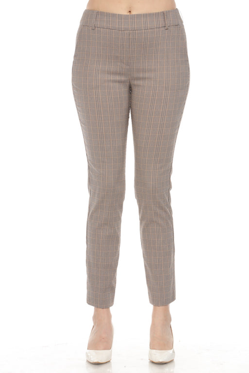 Joseph Ribkoff Style 243227 Beige/Multi Tartan Plaid Pull On Slim Ankle Pants