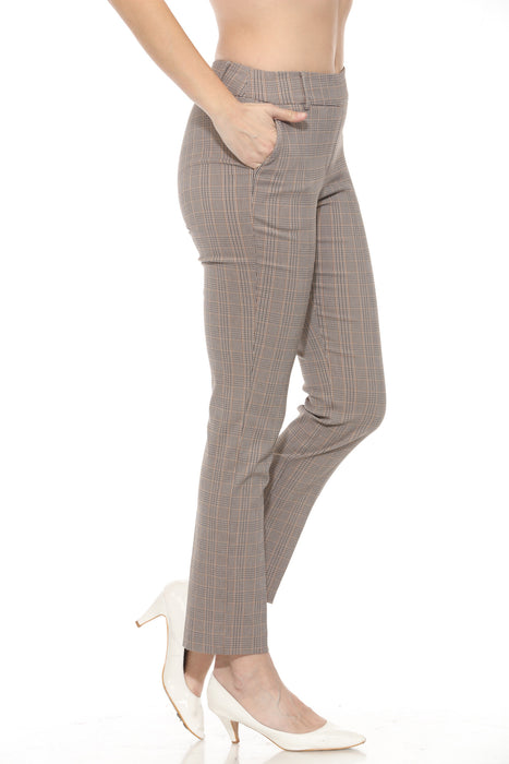 Joseph Ribkoff Beige/Multi Tartan Plaid Slim Ankle Pants 243227