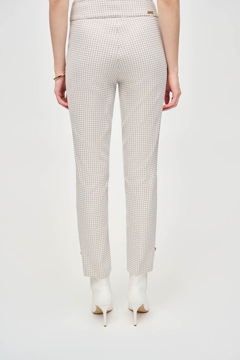 Joseph Ribkoff Beige/Off-White Houndstooth Slim Ankle Pants 243180