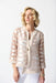 Joseph Ribkoff Style 242170 Beige/Off-White Striped Satin Sheer 3/4 Sleeve Swing Jacket