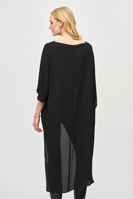 Joseph Ribkoff Black Dolman Sleeve Asymmetric High Low Top 243246