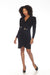 Joseph Ribkoff Style 233075 Black Belted Draped Faux Wrap Mini Dress